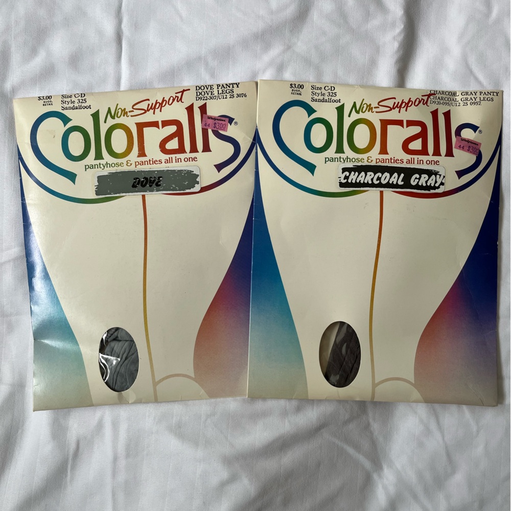 Two Pairs Vintage Coloralls Pantyhose Tights